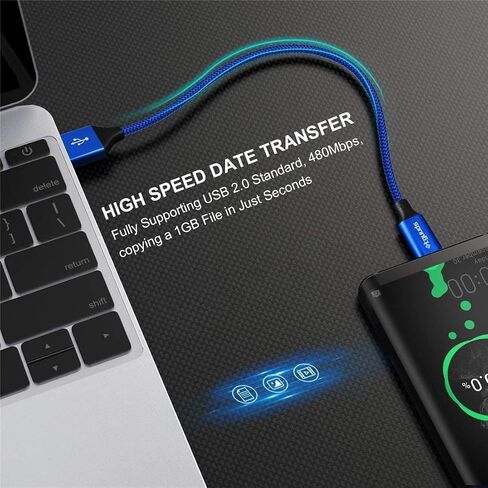 etguuds كابل USB C أرجواني 3.3 قدم شحن سريع، كابل من النوع C من النوع C مضفر USB إلى USB C متوافق مع Samsung Galaxy S23 S22 S21 S20 S10 S10E S9 A10e A32 Z Flip/Fold 5 4، Note 20 10 9، Pixel in Kuwait