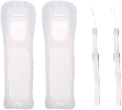 2pcs Replacement Silicone Protective Skin Case Cover with 2pcs Wrist Strap for Wii Remote Controller (Black) in Saudi Arabia