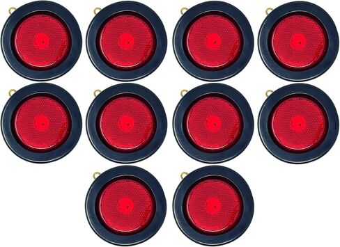 All Star Truck Parts] 2x 2.5 Amber 4 Led Round Side Marker Clearance Lights Grommet Flush Mount, Sealed Truck Trailer with Reflex Lens, IP67 Waterproof- Super Bright DOT SAE P2 FMVSS 180 in Saudi Arabia