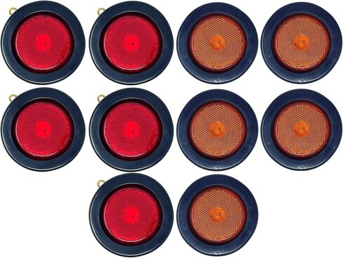 All Star Truck Parts] 2x 2.5 Amber 4 Led Round Side Marker Clearance Lights Grommet Flush Mount, Sealed Truck Trailer with Reflex Lens, IP67 Waterproof- Super Bright DOT SAE P2 FMVSS 180 in Saudi Arabia