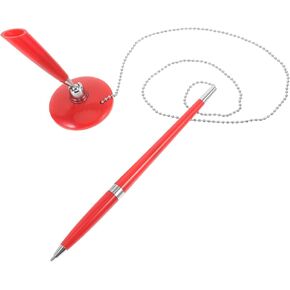 Operitacx Multi Function Desktop Ballpoint Pen with Chain for Use Smooth Writing Security Pen for Reception Counters Plastic Material with Quick Dry Ink Red in Saudi Arabia