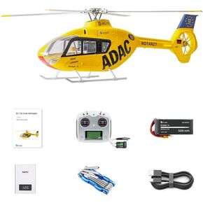 Flywing EC135 RC Helicopter RTF EC 135 Scale Helicopter 6Ch 470 Size RC Helicopters 4 Blades EC-135 Yellow 1:16 6CH Helicopters with New Ace Flight Controller in Kuwait
