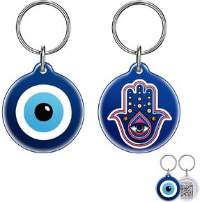 QR Code PET ID علامات للكلاب والقطط - سلسلة Guardian Spirit Series 2PCs ، علامات الكلاب الذكية مع Evil Eye ، Hamsa Hand & Celtic Knot ، مقاوم للماء ، ملف تعريف قابل للتحرير ، تنبيه الموقع الفوري in Kuwait