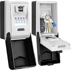 HUANLANG Key Lock Box Wall Mount - Outdoor Combination Lock Box with 6 Dials Light Up, Waterproof Key Safe Large Capacity for House Office Garage School in Saudi Arabia