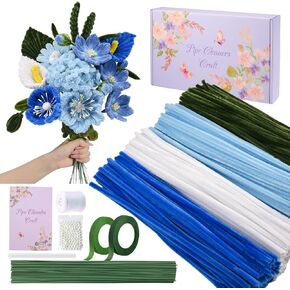 LansinLife 400 Pcs Pipe Cleaners Craft Set, 4 Assorted Pink Pipe Cleaners Bulk, Chenille Stems for DIY Flower Making Kit with Floral Stems, Gardening Tape, Stamen, Ribbon for DIY Bouquet Gift (Pink) in Saudi Arabia