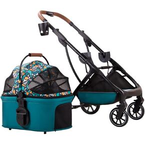 Pet Cat Stroller Foldable Multiple Dog Prams Pushchairs for Small Dogs with Cup Holder, Cat Stroller Dog Pram Buggy Detachable Pet Strollers for Small and Medium Dogs (Green) in Kuwait