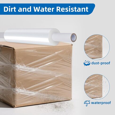 15in Stretch Wrap Roll with Handle, Heavy Duty 1200ft Shrink Wrap Roll, Clear 60 Gauge Industrial Strength Stretch Film with Extended Cardboard Handles, Plastic Wrap for Pallet Packing Moving(2 Rolls) in Saudi Arabia