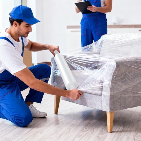 15in Stretch Wrap Roll with Handle, Heavy Duty 1200ft Shrink Wrap Roll, Clear 60 Gauge Industrial Strength Stretch Film with Extended Cardboard Handles, Plastic Wrap for Pallet Packing Moving(2 Rolls) in Saudi Arabia