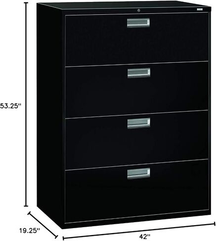 HON Brigade 600 Series Lateral File, 4 Drawers, 53 1/4"H x 42"W x 19 1/4"D, Black in Saudi Arabia