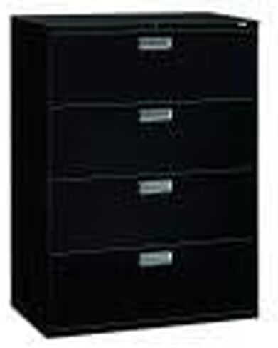 HON Brigade 600 Series Lateral File, 4 Drawers, 53 1/4"H x 42"W x 19 1/4"D, Black in Saudi Arabia