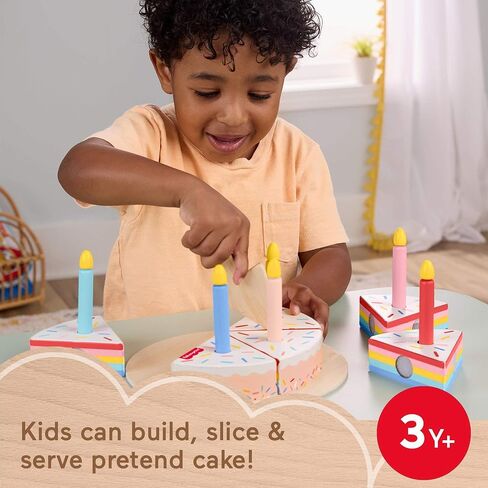 Fisher-Price Wood Pretend Play Toy Fruit Pie, Tiny Garden 16-Piece Wooden Food Puzzle Set for Preschool Kids Ages 3+ Years (Amazon Exclusive) in Saudi Arabia
