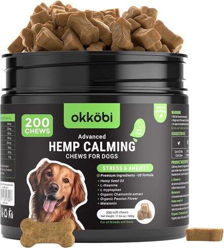 Hemp Calming Chews for Dogs Anxiety 200 pcs - Chicken Flavored - Dog Anxiety Relief - Dog Calming Chews - Melatonin for Dogs - for Stress, Travel, Check-up, Barking or Grooming - Dog Calming Treats in Kuwait