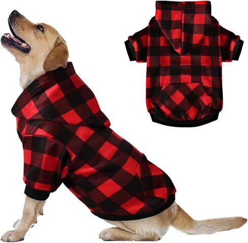 AURUZA Dog Hoodies, Dog Sweatshirts for Medium Large Dogs & Cats, Winter Clothes Coat, Soft Brushed Fleece, Gray, M in Kuwait