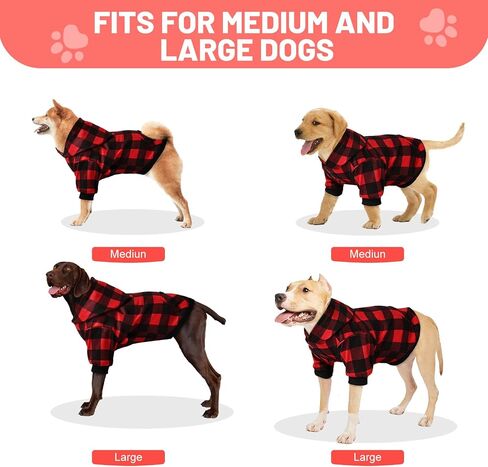 AURUZA Dog Hoodies, Dog Sweatshirts for Medium Large Dogs & Cats, Winter Clothes Coat, Soft Brushed Fleece, Gray, M in Kuwait