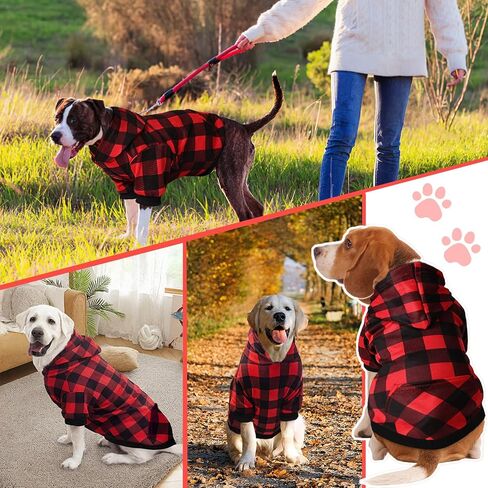 AURUZA Dog Hoodies, Dog Sweatshirts for Medium Large Dogs & Cats, Winter Clothes Coat, Soft Brushed Fleece, Gray, M in Kuwait