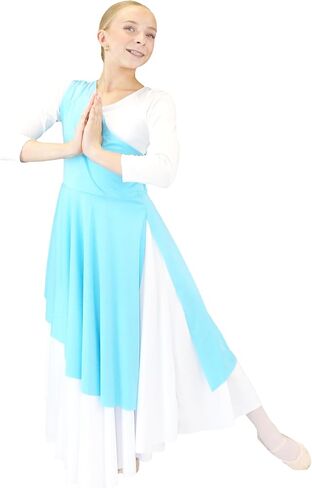 Danzcue Child Asymmetrical Praise Dance Tunic, (White Dress Not Included) in Kuwait
