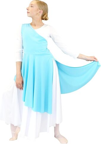 Danzcue Child Asymmetrical Praise Dance Tunic, (White Dress Not Included) in Kuwait