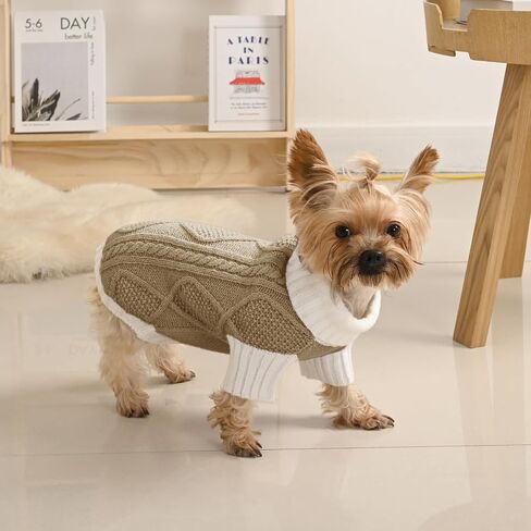 Dog Sweater for Small Dogs Argyle Cable Knit Turtleneck Pullover Winter Clothes for Boys Girls Stretch Chihuahua Yorkie Puppy Christmas Doggie Pet (XS, Pink) in Saudi Arabia