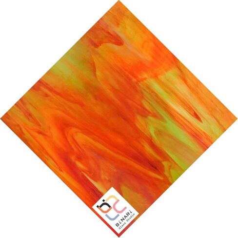 ورقة زجاجية ملطخة Wissmach: برتقالي وخضراء ، أوبال Wisspy بواسطة Binari Glass Studio in Kuwait