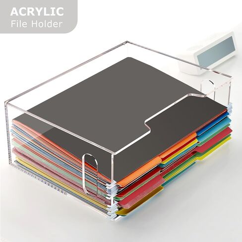 Acrylic Hanging File Folder Organizer, Letter Size Clear Filing Organizer Box with Handles, Magazine File Holder for Desk Home Office School - 1 Pack in Saudi Arabia