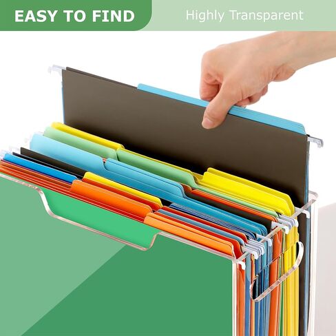 Acrylic Hanging File Folder Organizer, Letter Size Clear Filing Organizer Box with Handles, Magazine File Holder for Desk Home Office School - 1 Pack in Saudi Arabia