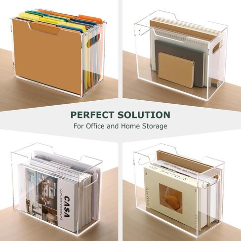 Acrylic Hanging File Folder Organizer, Letter Size Clear Filing Organizer Box with Handles, Magazine File Holder for Desk Home Office School - 1 Pack in Saudi Arabia