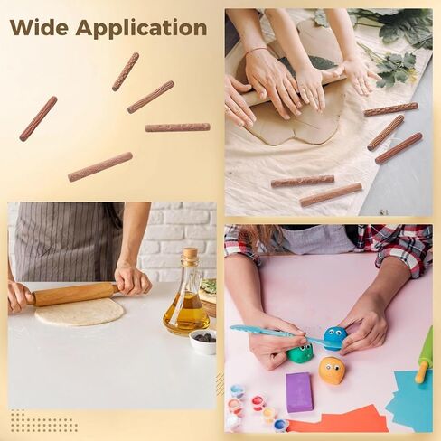 Mini Wooden Clay Rollers Set of 5, Leaf, Fish, Ripple, Cobblestone, and Wood Grain Patterns, Ideal for DIY Crafts in Saudi Arabia