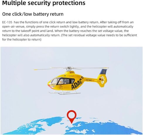 Flywing EC135 RC Helicopter RTF EC 135 Scale Helicopter 6Ch 470 Size RC Helicopters 4 Blades EC-135 Yellow 1:16 6CH Helicopters with New Ace Flight Controller in Kuwait