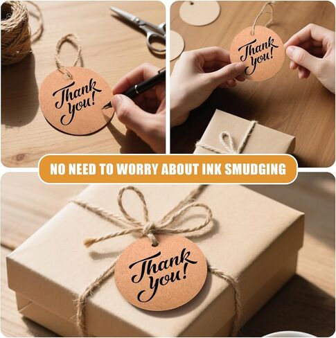 200pcs علامات هدايا Kraft - علامات الورق المستديرة للهدايا مع خيوط الجوت ، علامة مخصصة لحرف عيد الميلاد ، (براون) in Kuwait