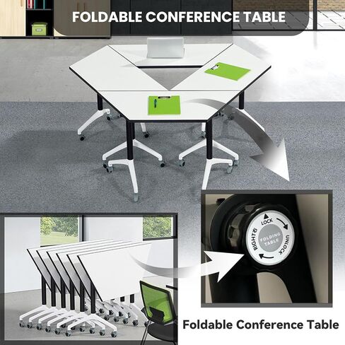 Conference Table,Folding Conference Room Tables with Flip-Top Design,Foldable Office Meeting Seminar Table,Modular Mobile Training Room Tables with Caster,Rolling Seminar Tables for Meeting Room in Saudi Arabia