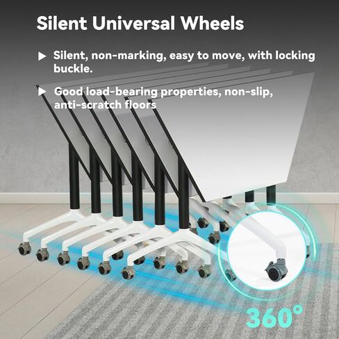 Conference Table,Folding Conference Room Tables with Flip-Top Design,Foldable Office Meeting Seminar Table,Modular Mobile Training Room Tables with Caster,Rolling Seminar Tables for Meeting Room in Saudi Arabia