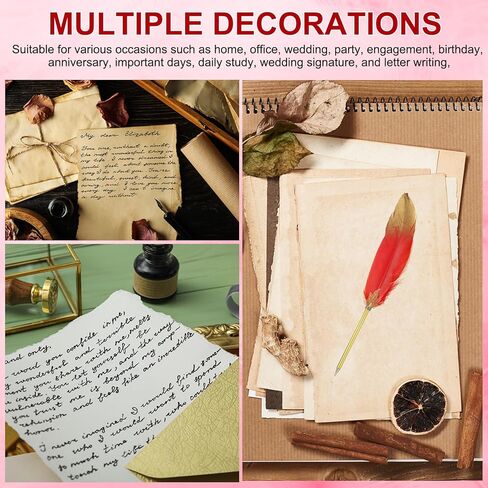 Patikil Feather Pen Quill ، Feather Ballpoint Pen Bulk Bulk Confered Vintage Feather Calligraphy Pen مع حامل القلم الذهبي لمكتب زفاف الزفاف المميز للضيوف ، Navy Blue in Kuwait