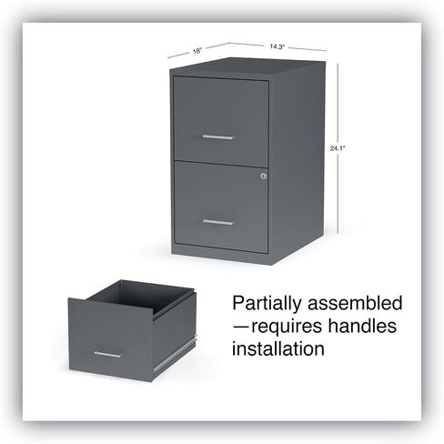 Alera Soho Vertical File Cabinet ، 2 درج: ملف/ملف ، خطاب ، فحم ، 14 "× 18" × 24.1 " in Kuwait