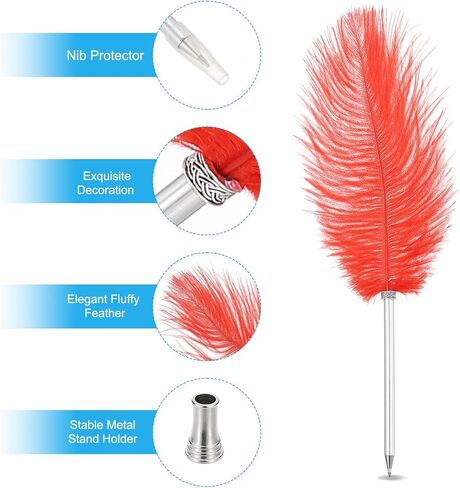 Patikil Feather Ballpoint Pen ، 2 pcs 0.5mm Fluffy Vintage Ink Quill Pen قلم مطلي بالقضيب Quill Corn in Kuwait