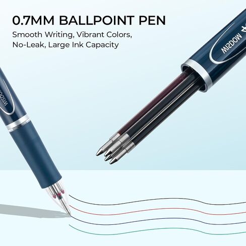 M&G 3 PCS 4-in-1 أقلام نقطة ملونة قابلة للسحب ، نقطة دقيقة 0.7 ملم ، إعادة ملء السعة الكبيرة ، قبضة مضادة للانزلاق ، ألوان محفوفة بالكتابة سلسة ألوان متنوعة للمدرسة والمكتب ، الأزرق in Saudi Arabia