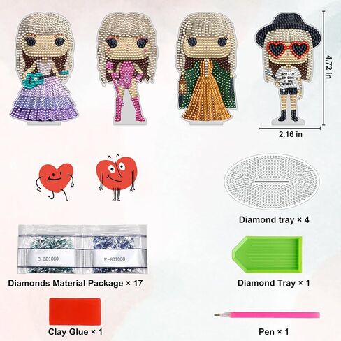 Lustriona Taylor Diamond Art Kits Taylor Merch Taylor Gifts for Women 4 PCS Acrylic Diamond Painting Kit Stand Up Diamond Art Kits للبالغين in Saudi Arabia