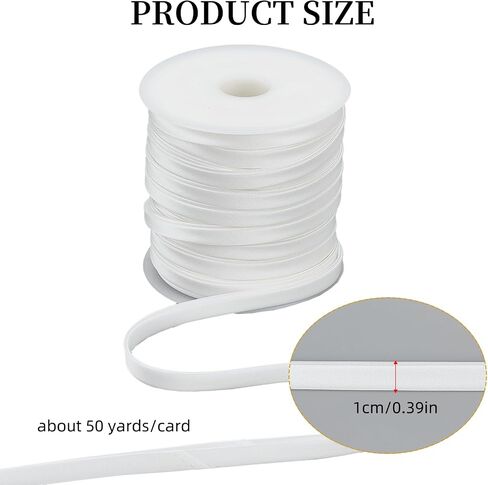 50 Yards 0.39 Inch Wide Double Fold Bias Sewing Bias Tapes, Soft White Satin Twill Tape, Sewing Supplies for Seaming Binding Hemming Piping Quilting in Kuwait