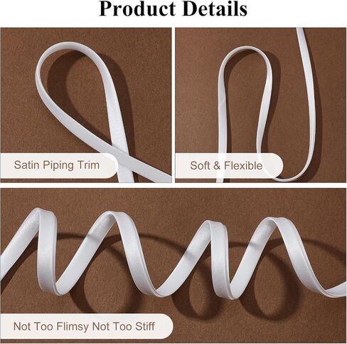 50 Yards 0.39 Inch Wide Double Fold Bias Sewing Bias Tapes, Soft White Satin Twill Tape, Sewing Supplies for Seaming Binding Hemming Piping Quilting in Kuwait