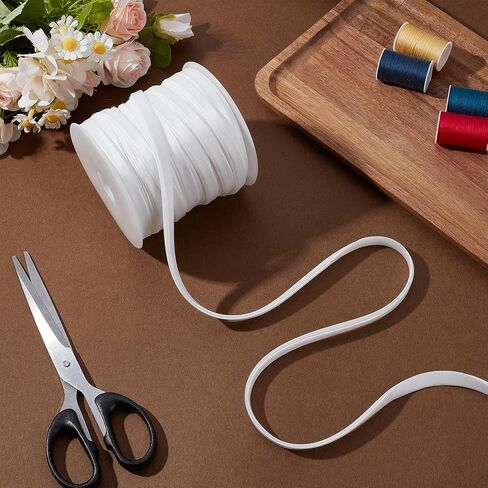 50 Yards 0.39 Inch Wide Double Fold Bias Sewing Bias Tapes, Soft White Satin Twill Tape, Sewing Supplies for Seaming Binding Hemming Piping Quilting in Kuwait