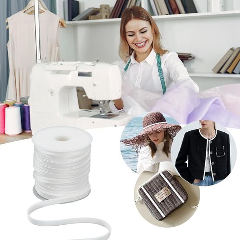 50 Yards 0.39 Inch Wide Double Fold Bias Sewing Bias Tapes, Soft White Satin Twill Tape, Sewing Supplies for Seaming Binding Hemming Piping Quilting in Kuwait