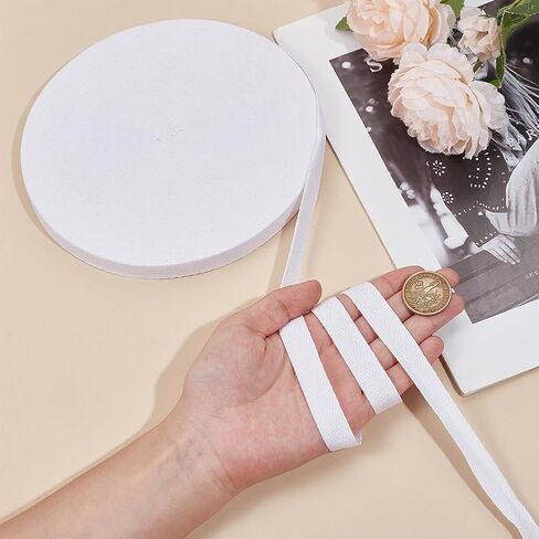 BENECREAT 50 Yards White Cotton Twill Tape, 5/8 Inch Wide Cotton Ribbon Bias Binding Tape Herringbone Webbing Trim for Sewing Gift Wrapping DIY Craft Making in Kuwait