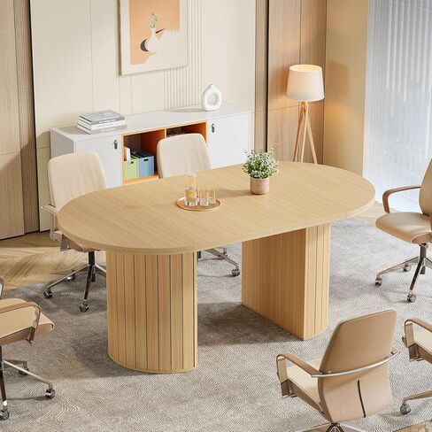 TRIMESIGNS 5 FT CONFERT TABLE لـ 4-6 أشخاص ، طاولة اجتماعات كبيرة 62.99 بوصة للمكتب ، قاعة الإدارة ، ندوة تدريب (طبيعية) in Kuwait