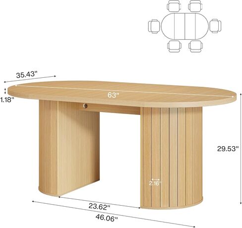 TRIMESIGNS 5 FT CONFERT TABLE لـ 4-6 أشخاص ، طاولة اجتماعات كبيرة 62.99 بوصة للمكتب ، قاعة الإدارة ، ندوة تدريب (طبيعية) in Kuwait