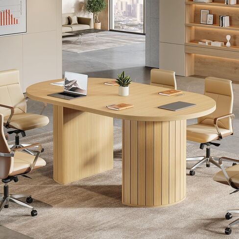 TRIMESIGNS 5 FT CONFERT TABLE لـ 4-6 أشخاص ، طاولة اجتماعات كبيرة 62.99 بوصة للمكتب ، قاعة الإدارة ، ندوة تدريب (طبيعية) in Kuwait
