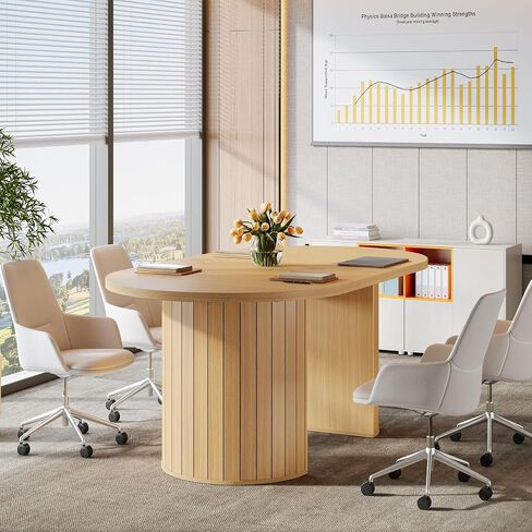 TRIMESIGNS 5 FT CONFERT TABLE لـ 4-6 أشخاص ، طاولة اجتماعات كبيرة 62.99 بوصة للمكتب ، قاعة الإدارة ، ندوة تدريب (طبيعية) in Kuwait