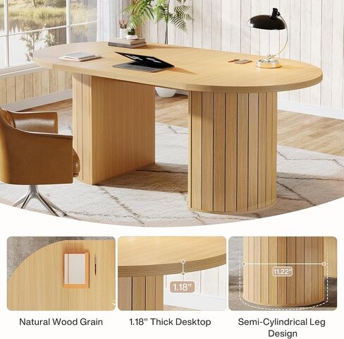 TRIMESIGNS 5 FT CONFERT TABLE لـ 4-6 أشخاص ، طاولة اجتماعات كبيرة 62.99 بوصة للمكتب ، قاعة الإدارة ، ندوة تدريب (طبيعية) in Kuwait