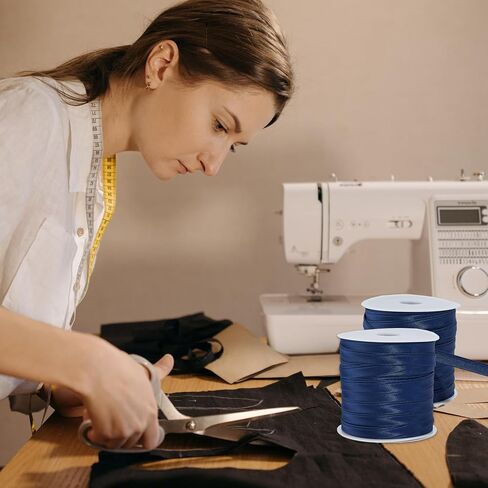 50 Yards 0.39 Inch Wide Double Fold Bias Sewing Bias Tapes, Soft White Satin Twill Tape, Sewing Supplies for Seaming Binding Hemming Piping Quilting in Kuwait