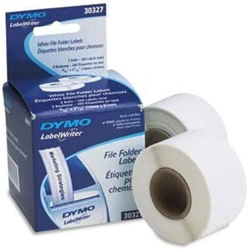 30327 Dymo Filing Label - 0.56 "Width x 3.43" طول - 1 / Box - 130 / Roll - حراري مباشر - أبيض in Saudi Arabia