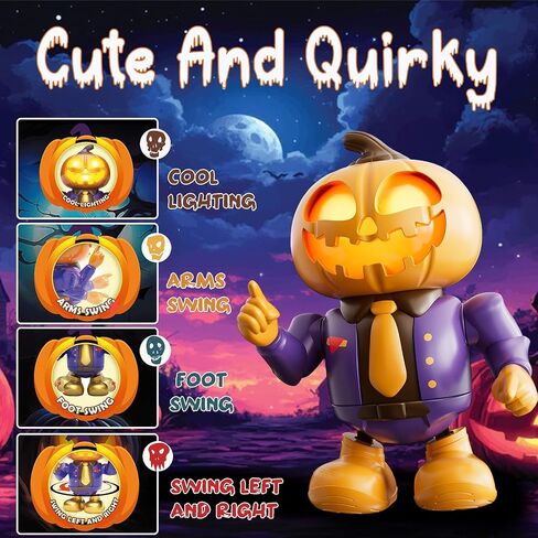 ألعاب Halloween تحت عنوان ، روبوت اليقطين الرقص-يلعب الموسيقى العصبية ويضيء العيون ، لعبة الحسية التفاعلية ممتعة للأطفال 3-7 ، هدايا طفل صغير ، تزيين الحفلات الهالوين المثالية in Kuwait