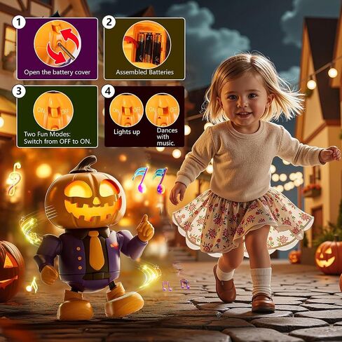 ألعاب Halloween تحت عنوان ، روبوت اليقطين الرقص-يلعب الموسيقى العصبية ويضيء العيون ، لعبة الحسية التفاعلية ممتعة للأطفال 3-7 ، هدايا طفل صغير ، تزيين الحفلات الهالوين المثالية in Kuwait